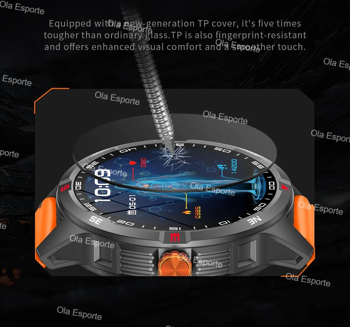 Sportliche Smartwatch mit Herzfrequenz und Gesundheitsüberwachung