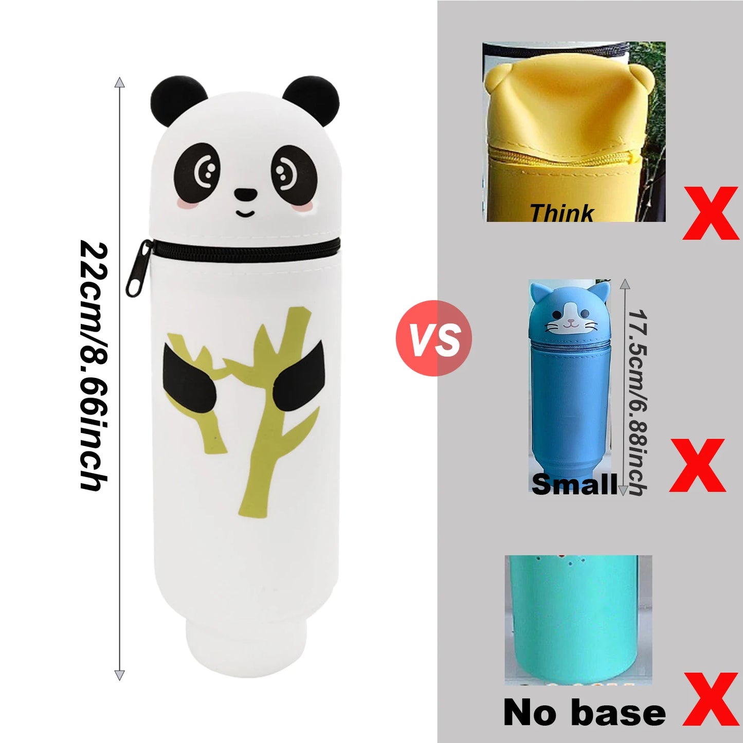 Niedliches 2-in-1 Silikon Federmäppchen mit Reißverschluss und Stifthalter