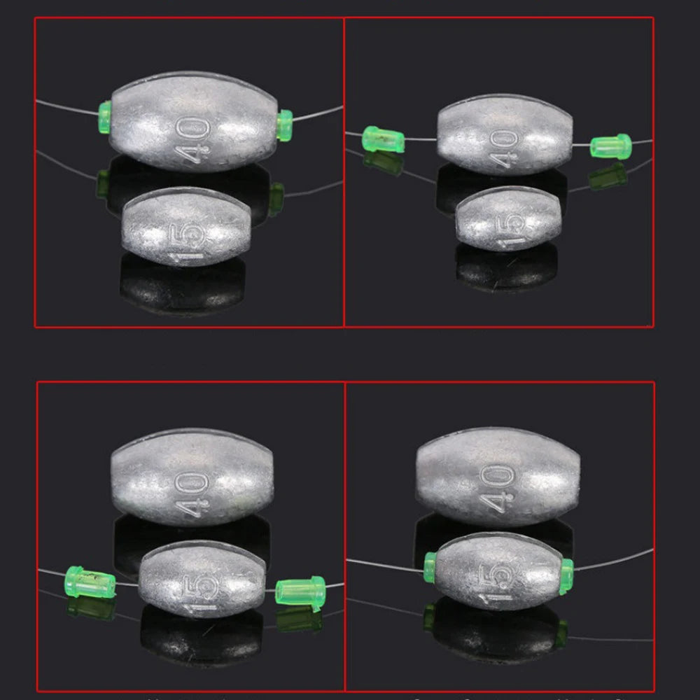 10er Set Angelbleie Olive Form Gewichte 2-50g für Karpfenangeln