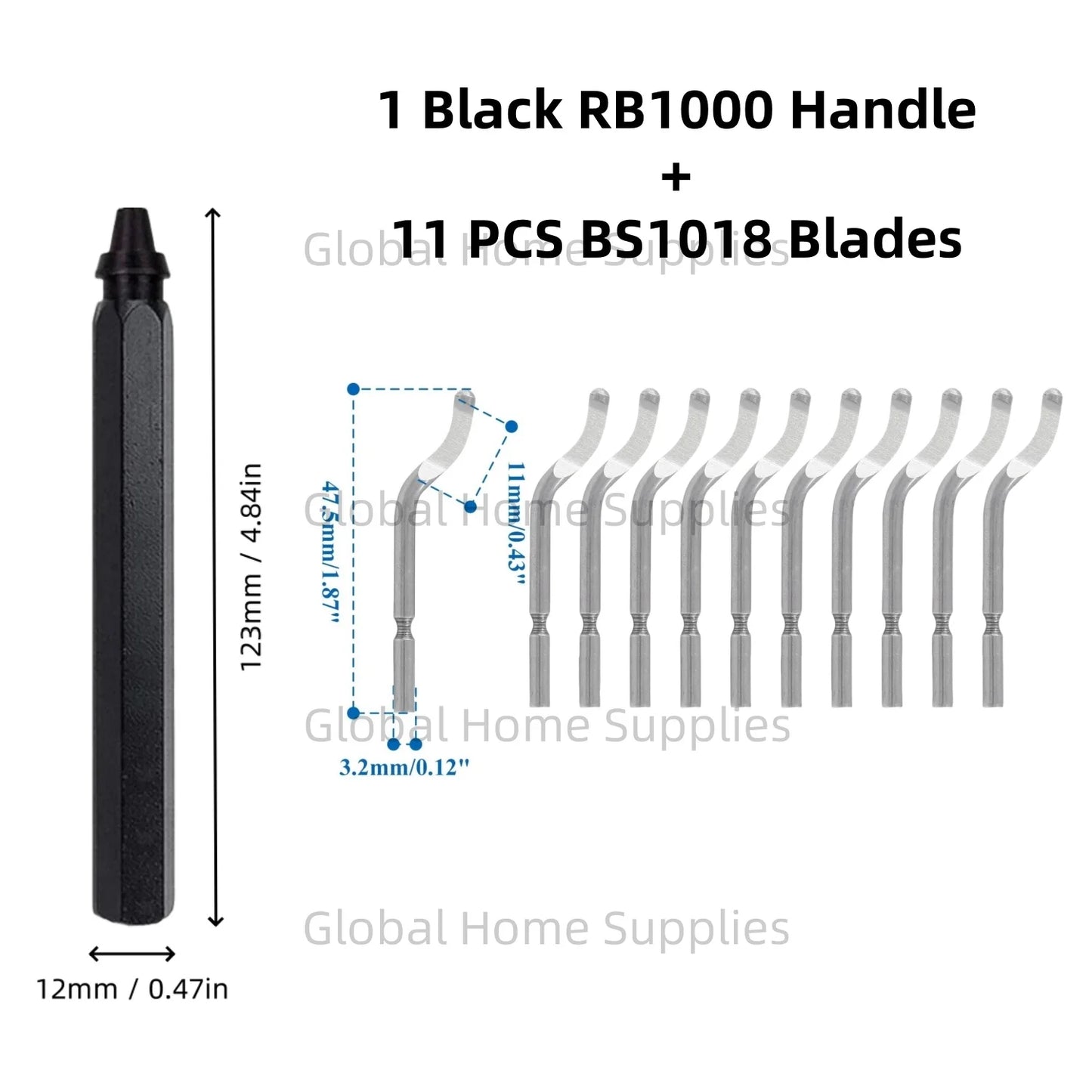 Entgratungswerkzeug Set RB1000 mit 1 oder 11 Schnellarbeitsstahl-Schwenkklingen