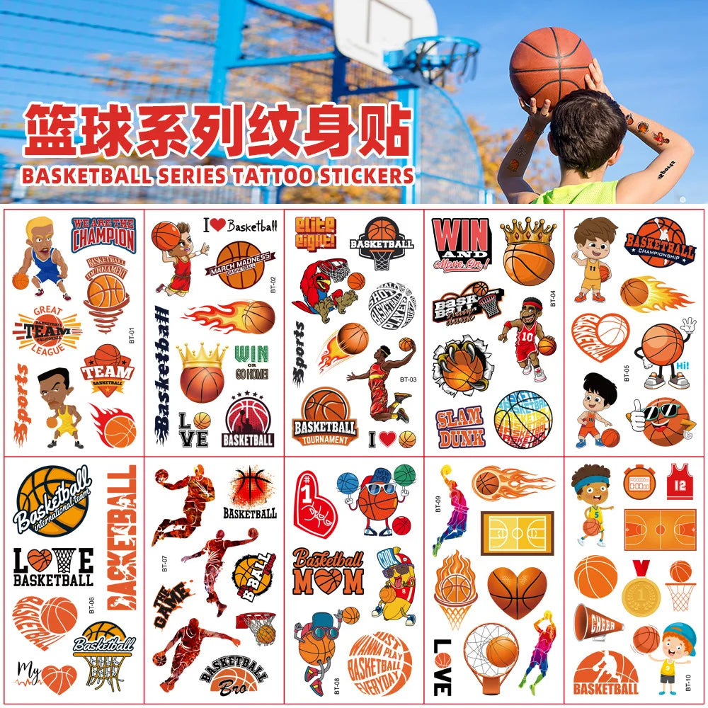 Temporäre Fußball Tattoos Set mit 10 wasserdichten Aufklebern