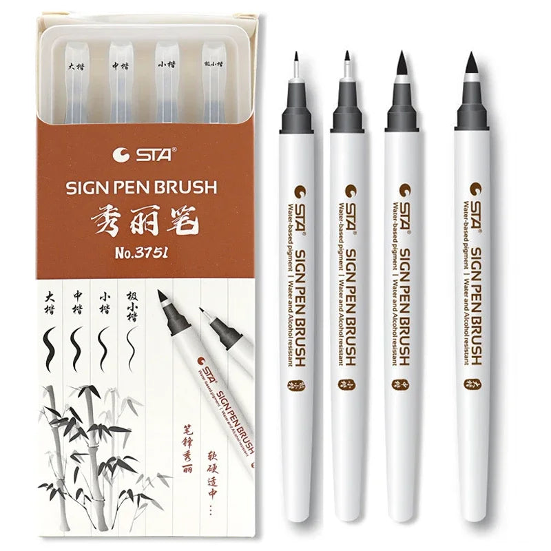 4er Set wasserfeste Kalligraphie Pinselstifte für Kunst - Schrift