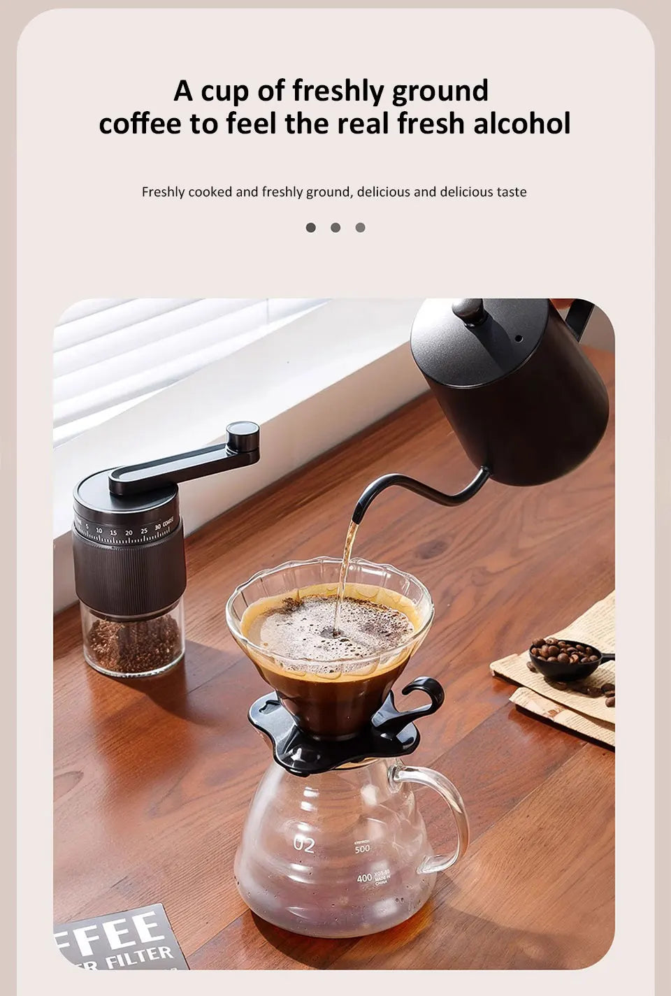 Verstellbare Manuelle Kaffeemühle mit Keramik Mahlkern