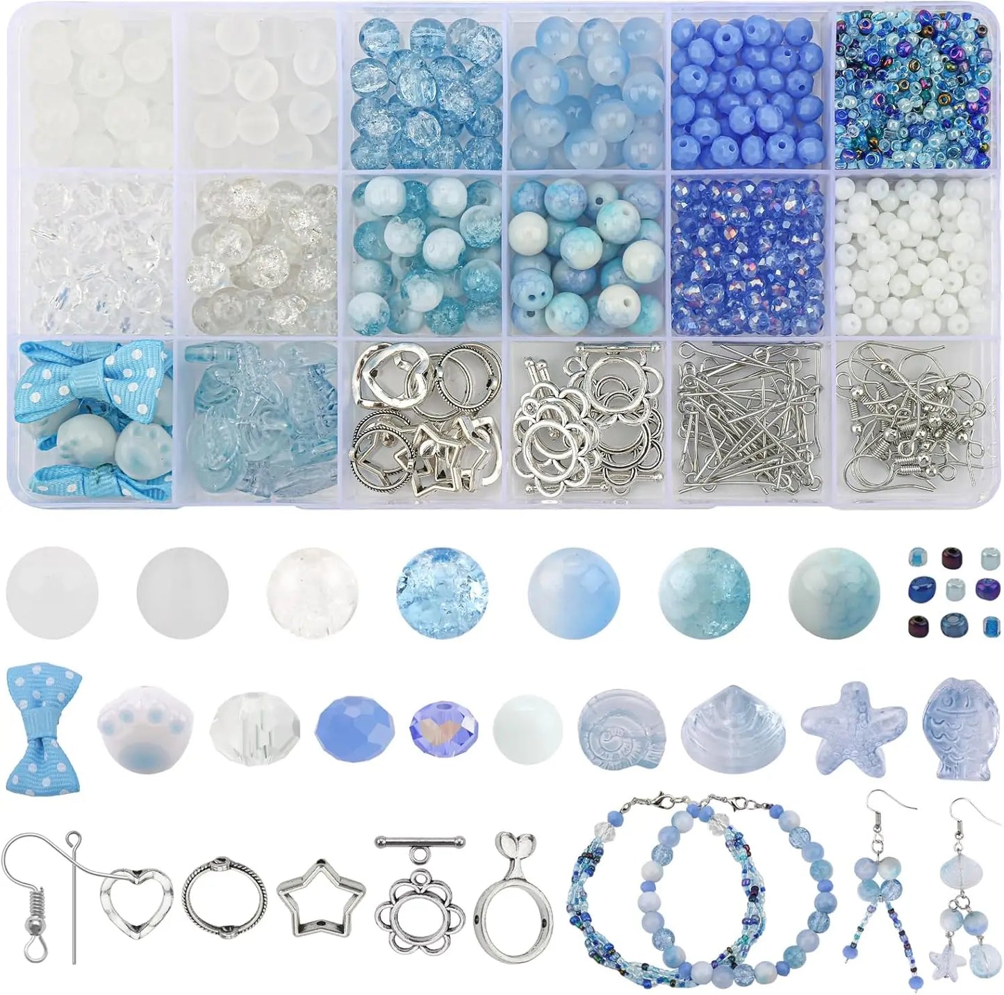 Grünes Glasperlen Set für Armband Halskette Ohrringe DIY Schmuckherstellung