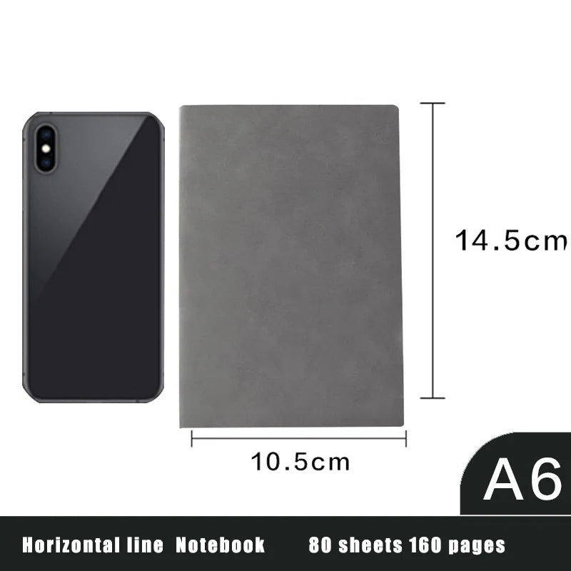 A6 Notizbuch Business Leder Optik Liniert 160 Seiten Notizen Journal