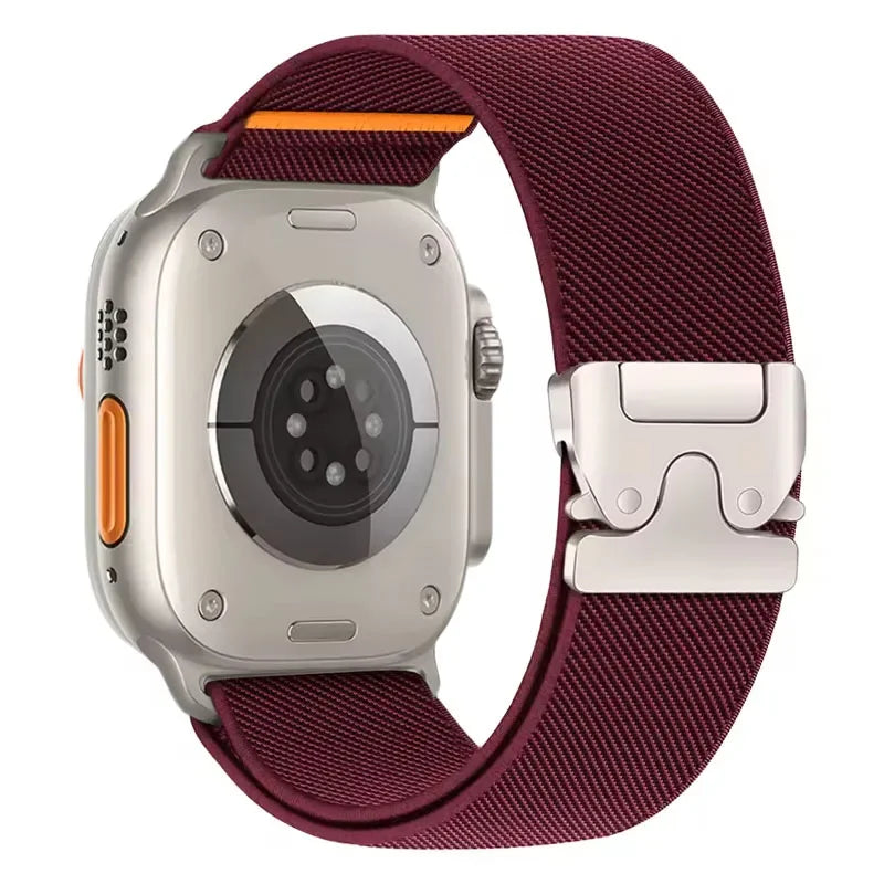 Elastisches Nylon Armband 38-49mm für Smartwatches mit Fallschirmschnalle Sport