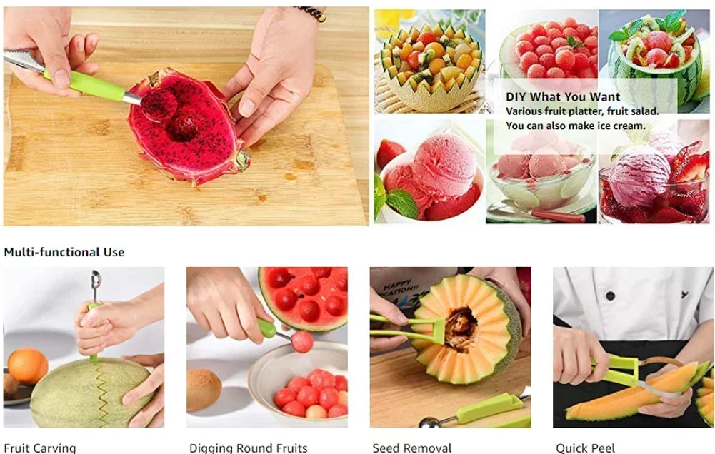 4-in-1 Melonenschneider, Schaufel, Obstschnitzmesser, Obstschneider, Graben, Zellstoff, Separator, Küchenhelfer, Zubehör-Yabubest - Home & More