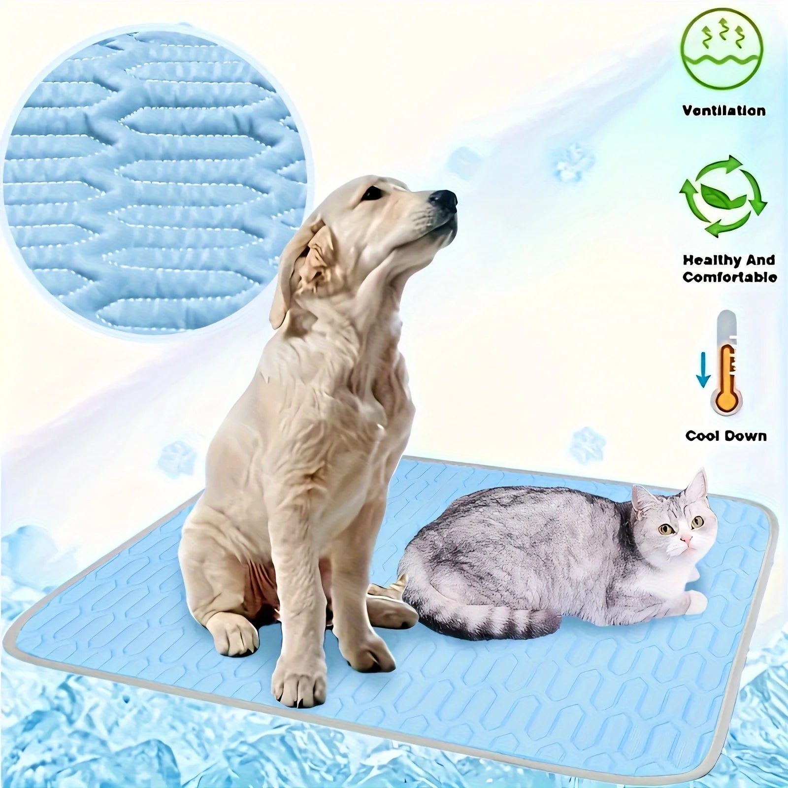 2025 Verbesserte Ice-Cool Summer Pet Kühlmatte und Bett, schweißabsorbierender Stoff, erhältlich in 4 Größen für kleine, mittelgroße und große Haustiere-Yabubest - Home & More