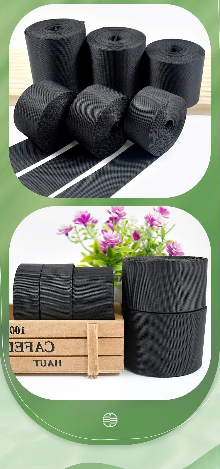 5M Nylon Gurtband in Schwarz 10-100mm für Taschen und Accessoires-Yabubest - Home & More