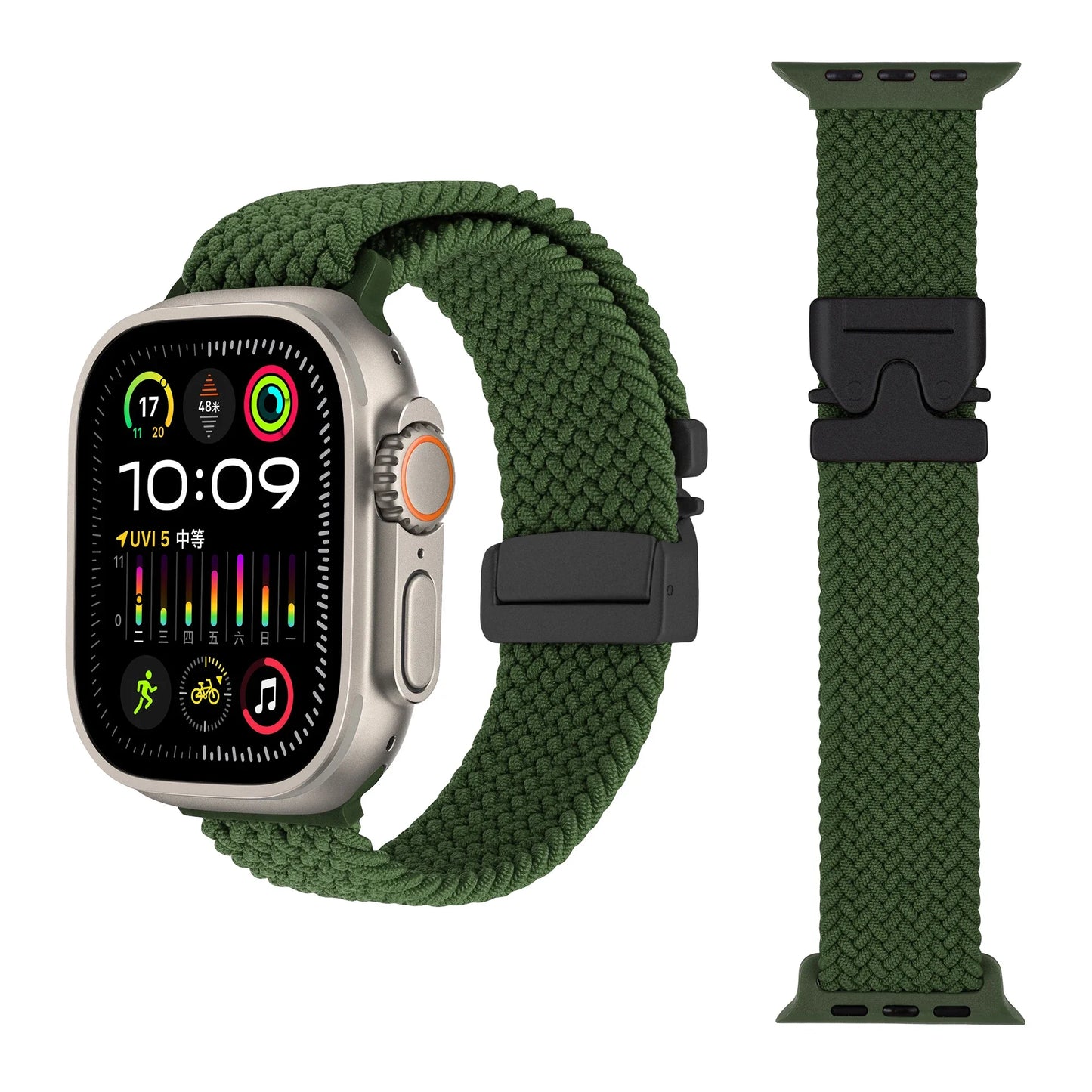 Geflochtenes Fallschirm-Nylonarmband mit Metallverschluss für Smartwatches