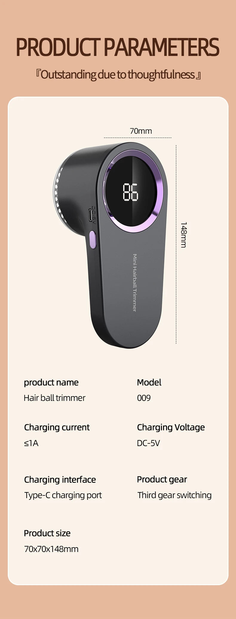 Tragbarer elektrischer Lint Remover mit USB Ladefunktion und Hochgeschwindigkeitsmotor