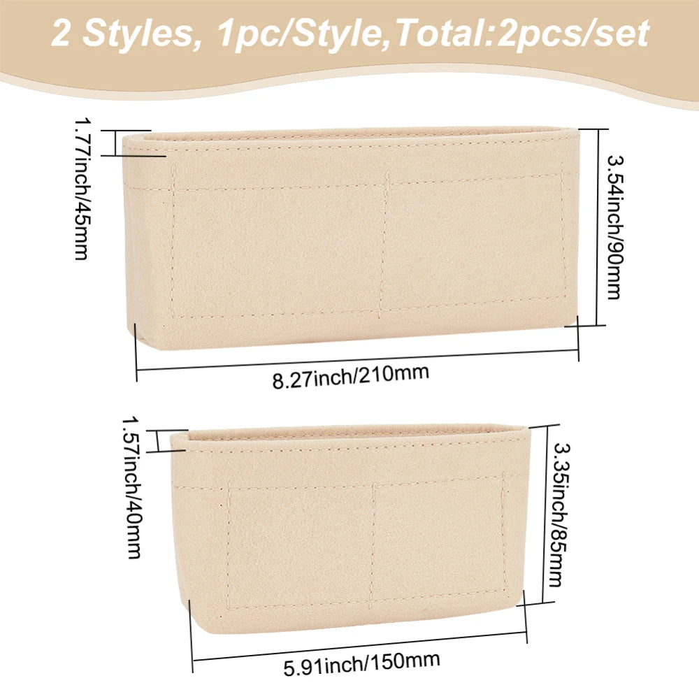 Praktischer Filz Organizer Einsatz für Handtasche mit Reißverschluss