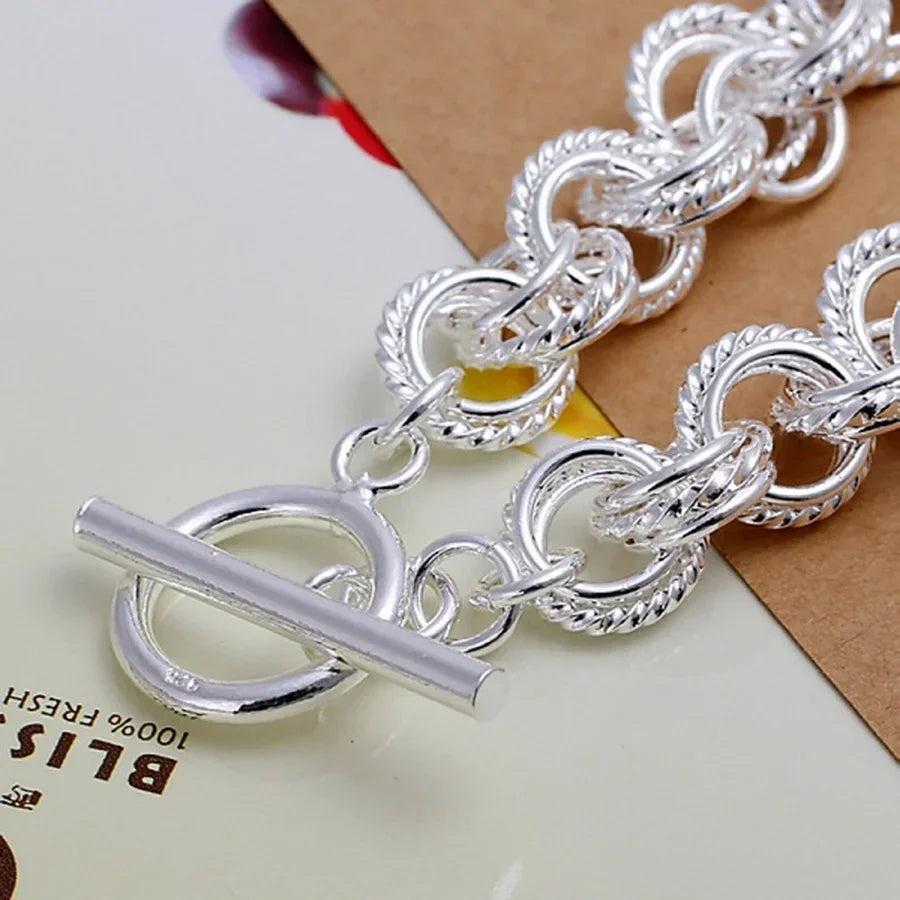 925 Sterlingsilber Armband Damen Rundes Design modisch elegant