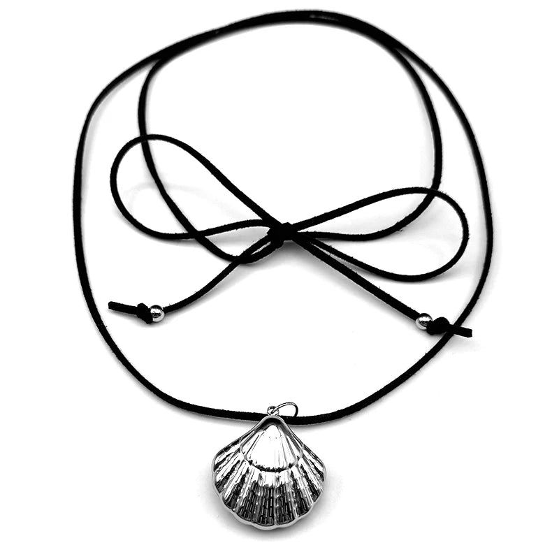 Goldfarbene Muschel Anhänger Halskette Edelstahl Unisex verstellbar lange Kette