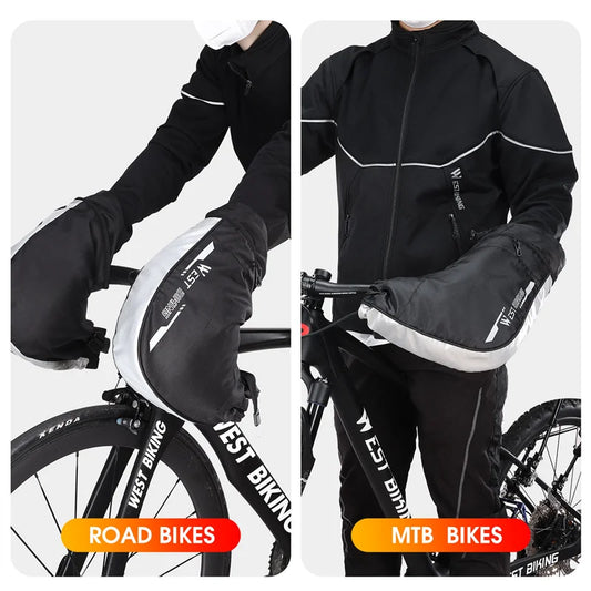 WEST BIKING Winddichte Thermo-Bar-Fäustlinge, MTB, Rennrad, Elektrofahrrad, Pendler, Lenkerabdeckung, reflektierende Fahrradhandschuhe-Yabubest - Home & More