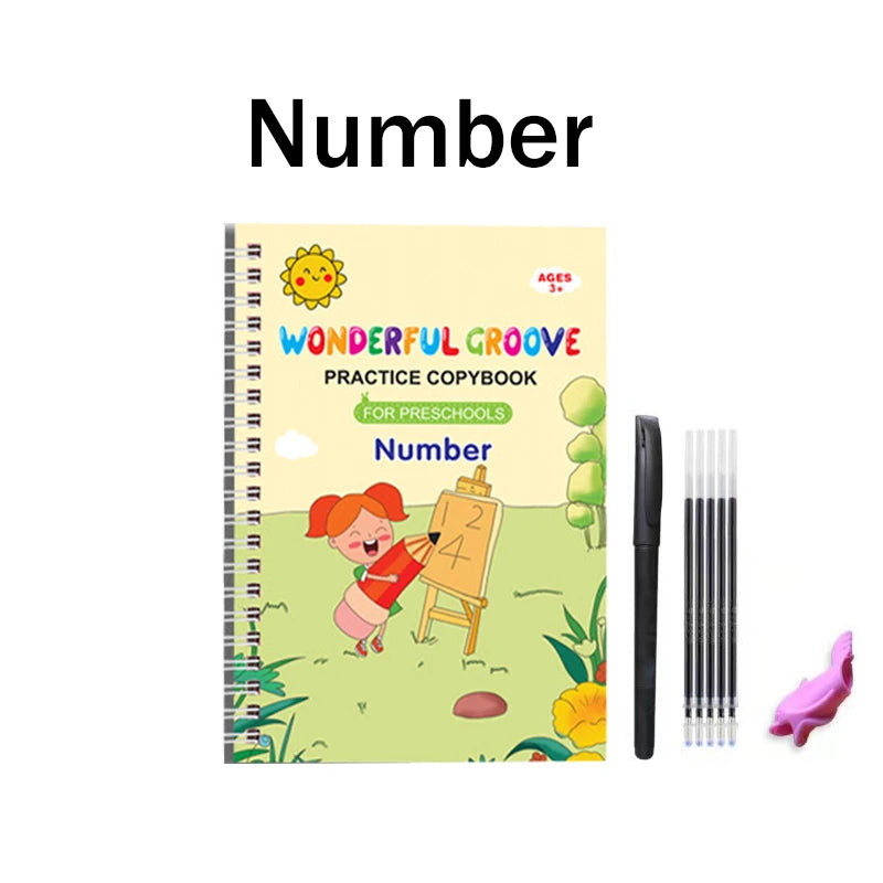 Wiederverwendbares 3D Übungsbuch für Kinder zum Lernen und Schreiben