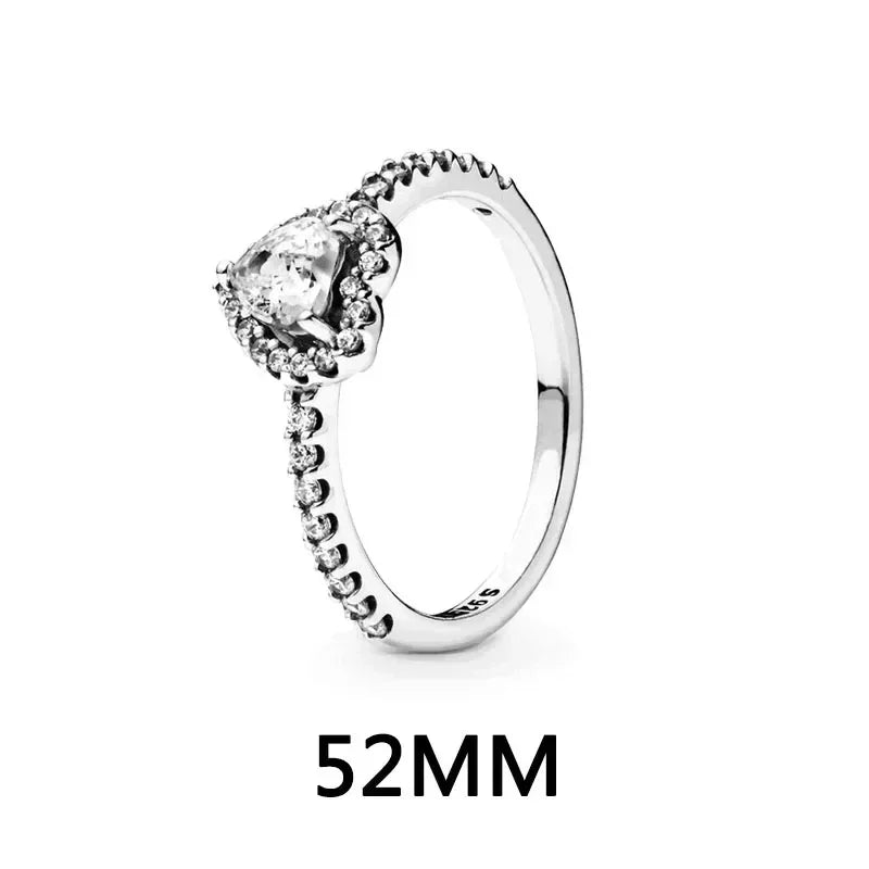 Funkelndes Schmuckset 925er Sterlingsilber Herz Ring Halskette Ohrringe