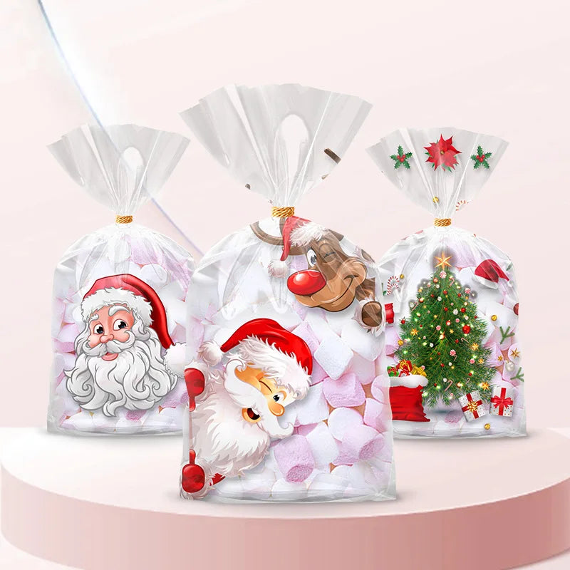 50er Set Weihnachtliche Geschenktüten mit Band Wiederverwendbar