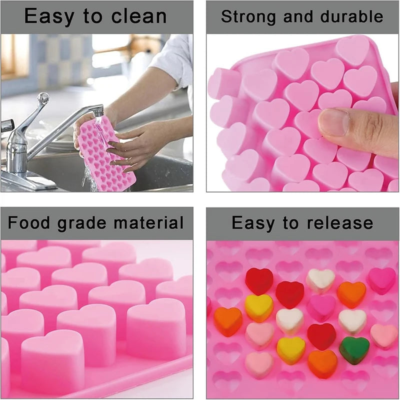 Herzförmige Silikon Schokoladenform 55 Mulden für Eis Süßigkeiten Backen