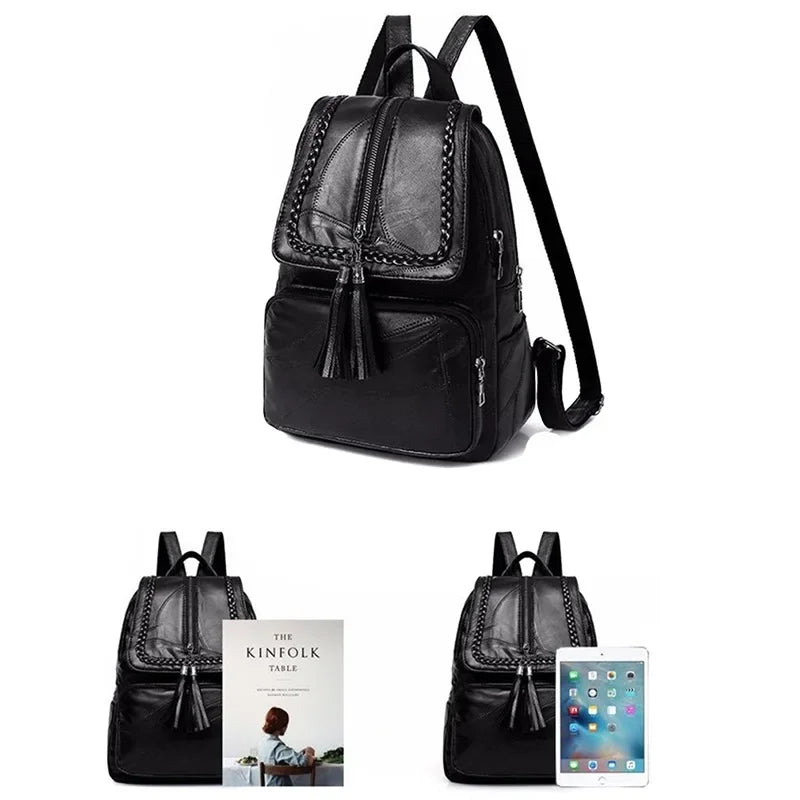 Damen Multifunktions Rucksack Umhängetasche Faltbar Schwarz