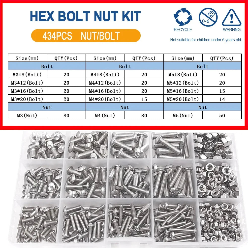 Edelstahl Sechskantmutter und Schrauben Set für vielseitigen Einsatz