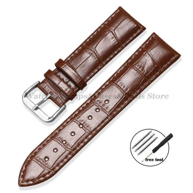 Kalbsleder Uhrenarmband Slub Muster 12-24mm Smartwatch Classic