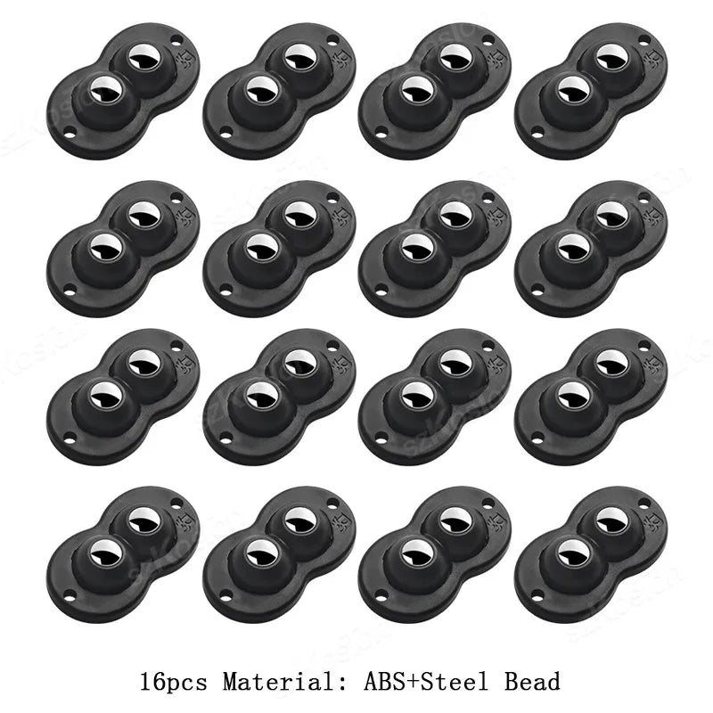 Selbstklebende Mini Lenkrolle aus ABS mit Stahl- oder Nylonkugeln, 360° Drehbar