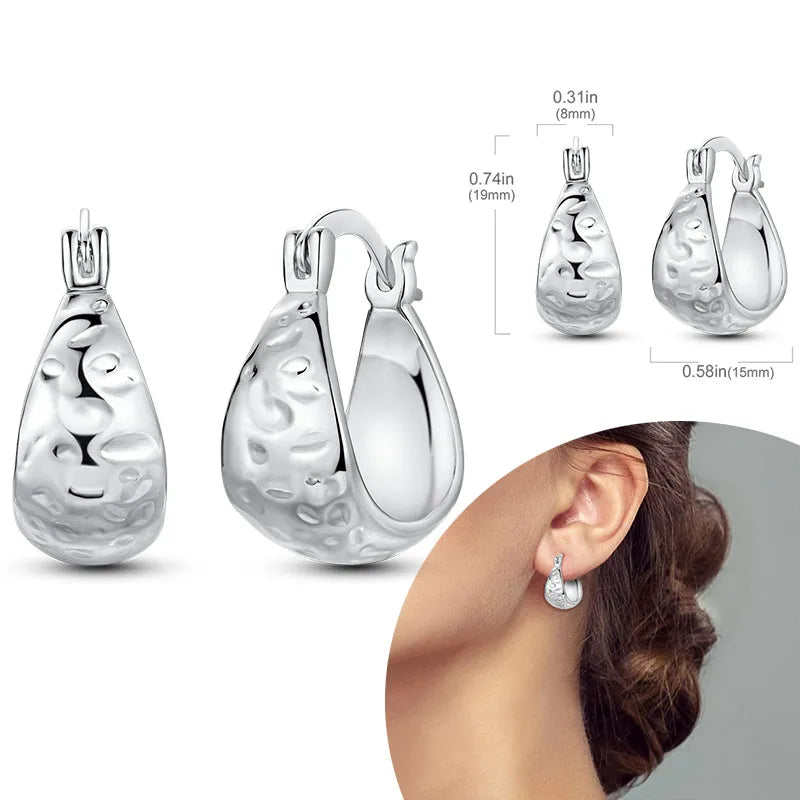 925 Sterling Silber Creolen mit Zirkonia Wassertropfen für Damen