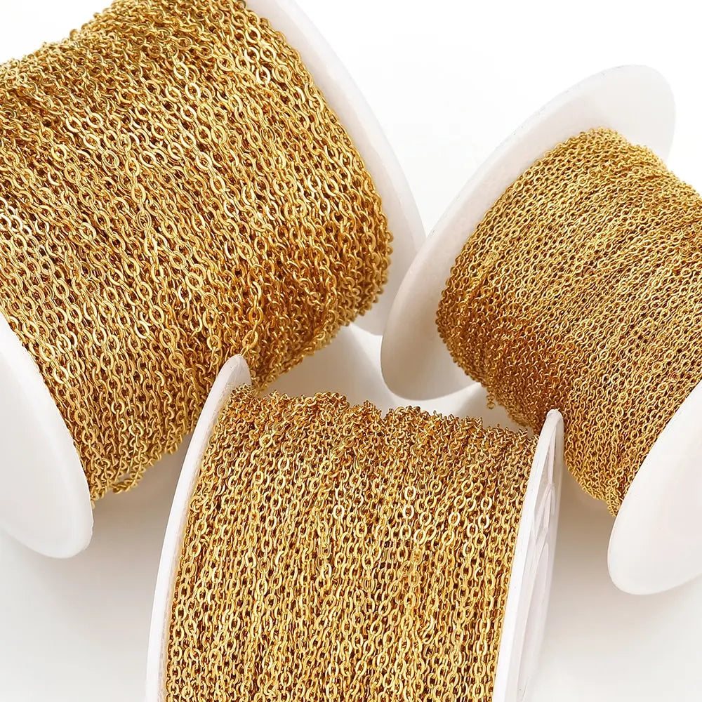 Edelstahlkette 10 Meter für DIY Schmuck 1mm 1.5mm 2mm Gold Silber