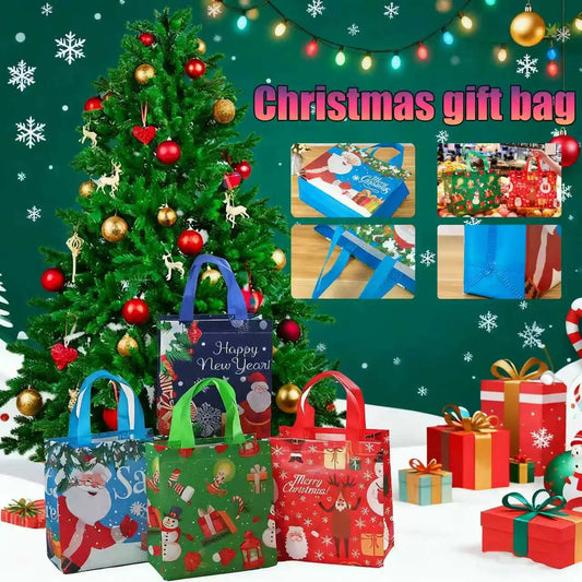 5er Set Weihnachtsgeschenktaschen mit festlichen Motiven