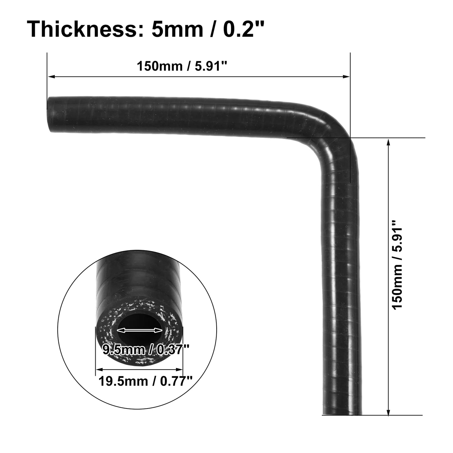 90 Grad Winkel Silikon Schlauchkupplung für Ladeluftkühler 150x150 mm