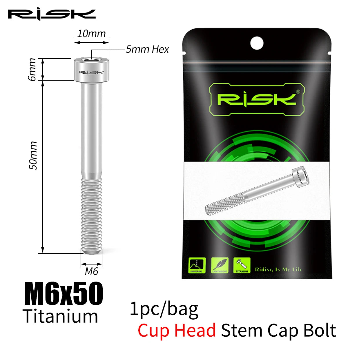 Fahrrad Titan Bolzen Schrauben M6x30-50 für Headset Vorbau Bremssattel
