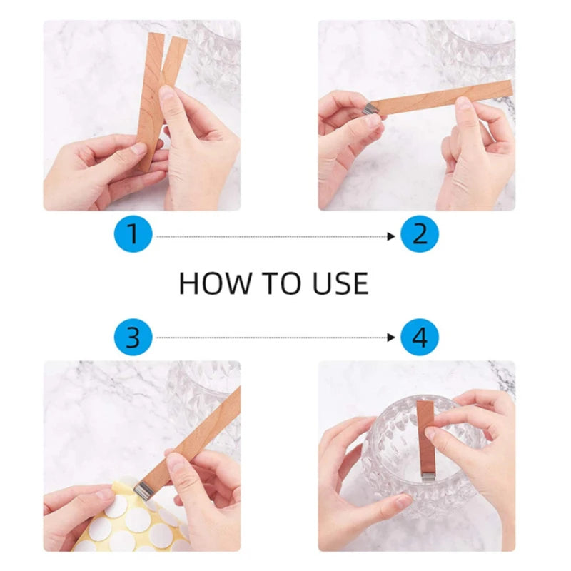 Kerzendocht Holz mit Clip Basis 30 oder 50 Stück Rauchfrei für DIY Kerzen