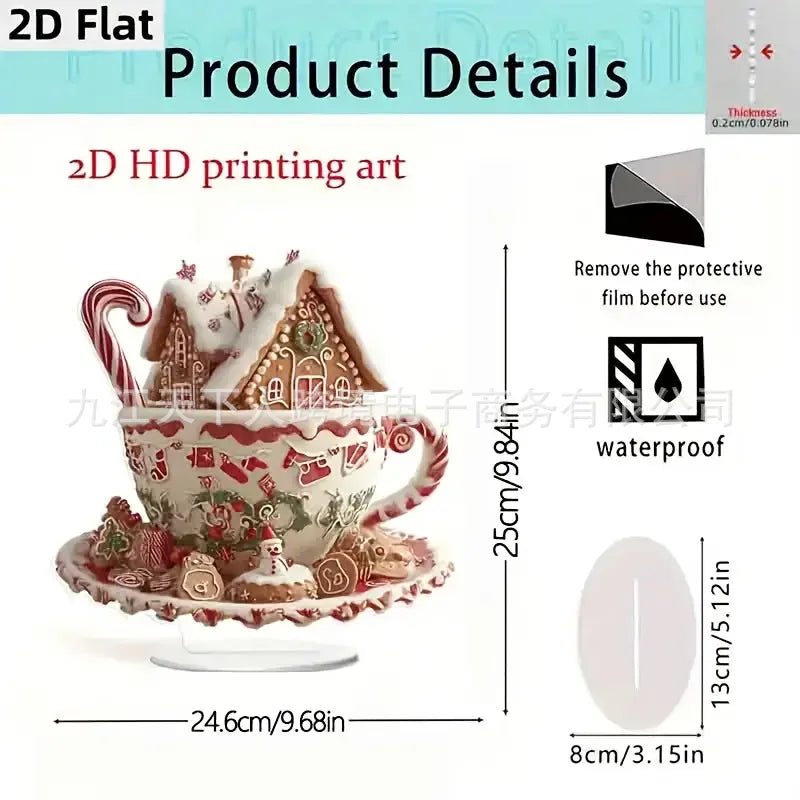 Dekorativer 2D Acryl Weihnachtsmann Schlitten für Outdoor und Party