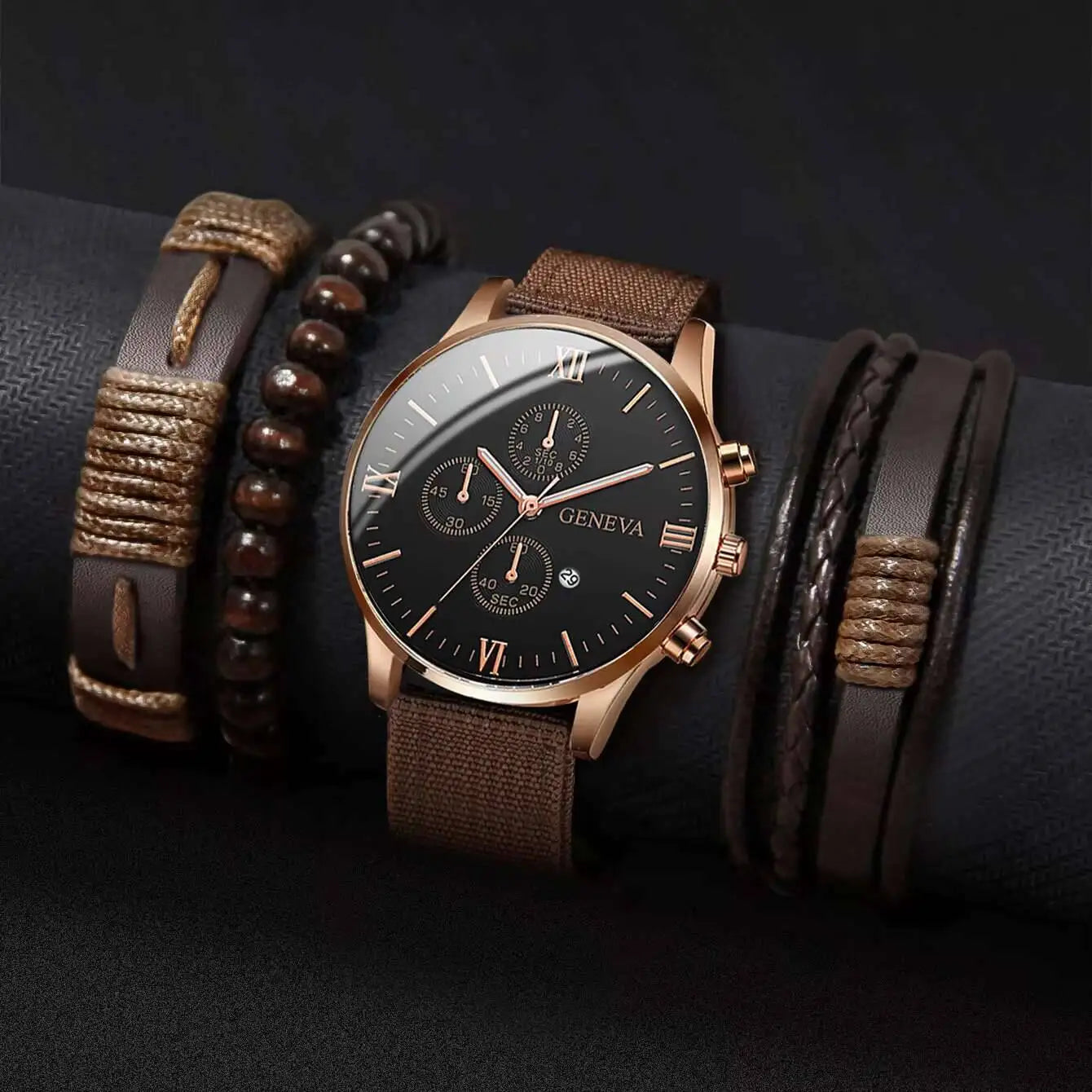 Männer Quarzuhr Set mit Armbändern Casual Mode Accessoire