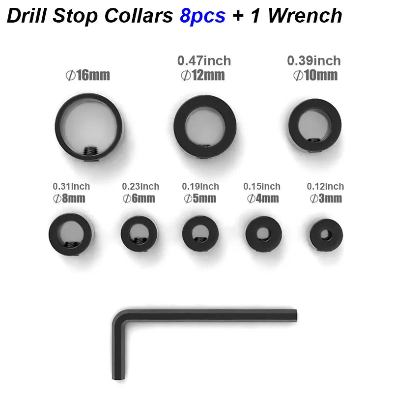 Präzises Bohrer Stopper Kragen Set aus Stahl – Tiefenbegrenzung 3-16mm für Holz