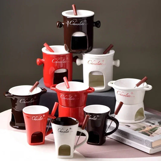 Kreativer Keramik Schokoladen-Schmelzbecher mit Kerzenständer