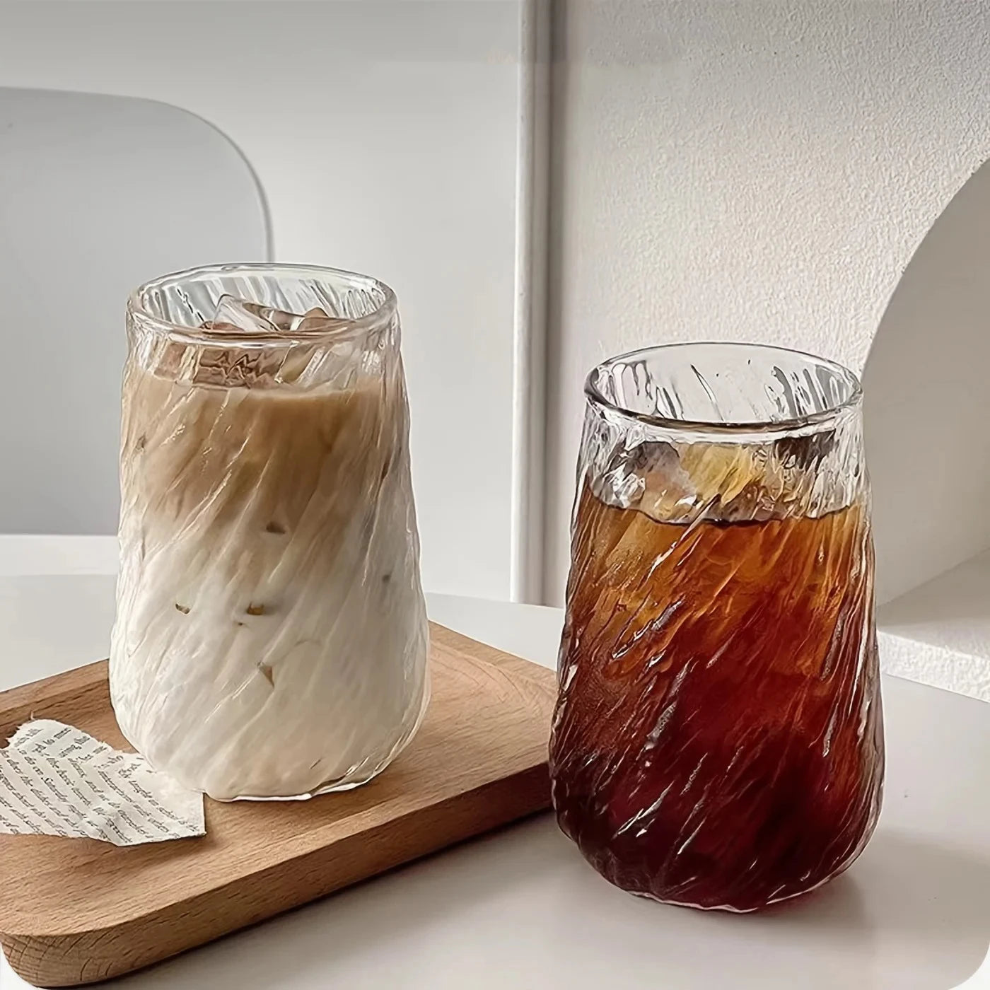 400 ml Glas Kaffeebecher mit Streifen für vielseitigen Genuss