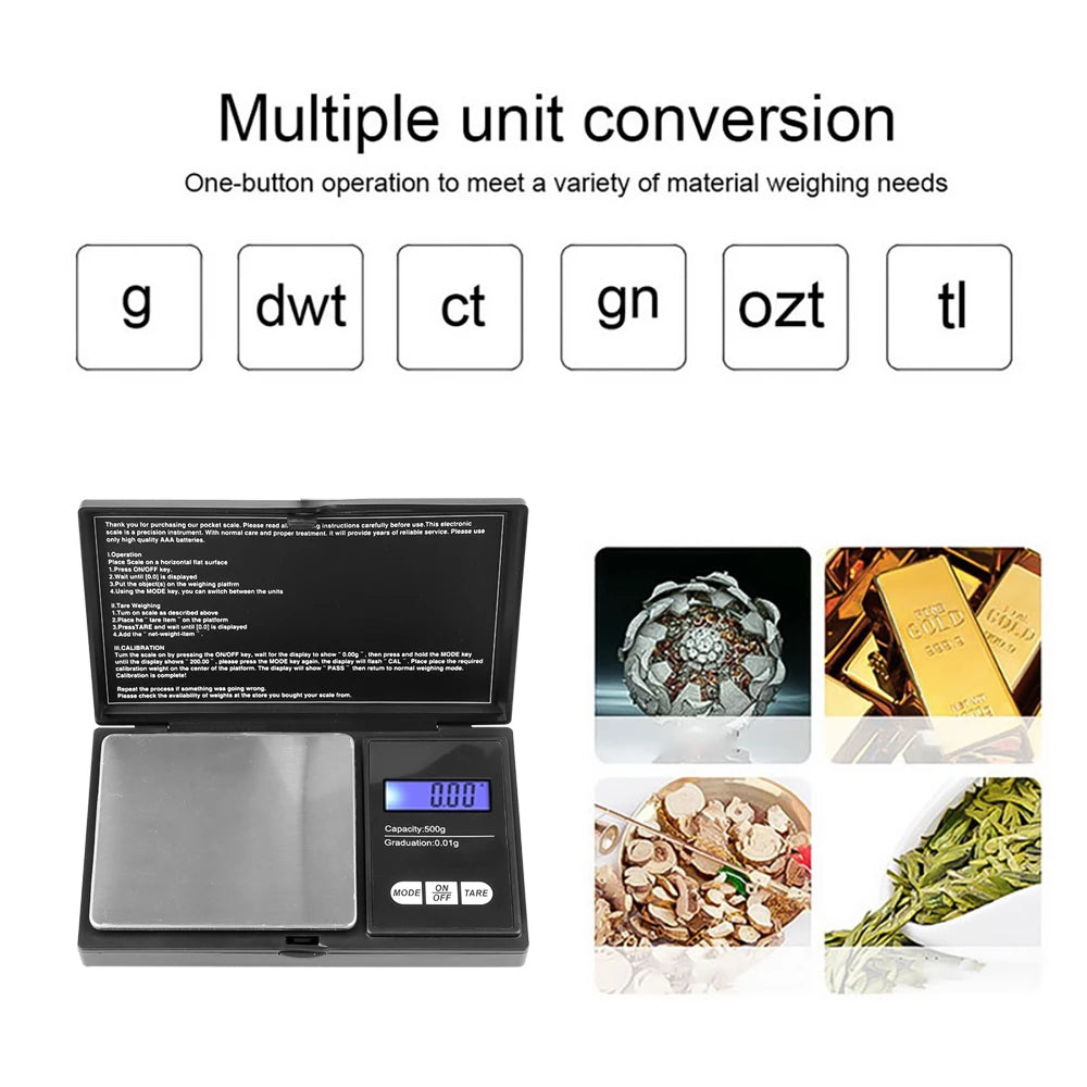 Mini Digitale Schmuckwaage 0,01g LCD Taschenwaage Edelstahl Tragbar