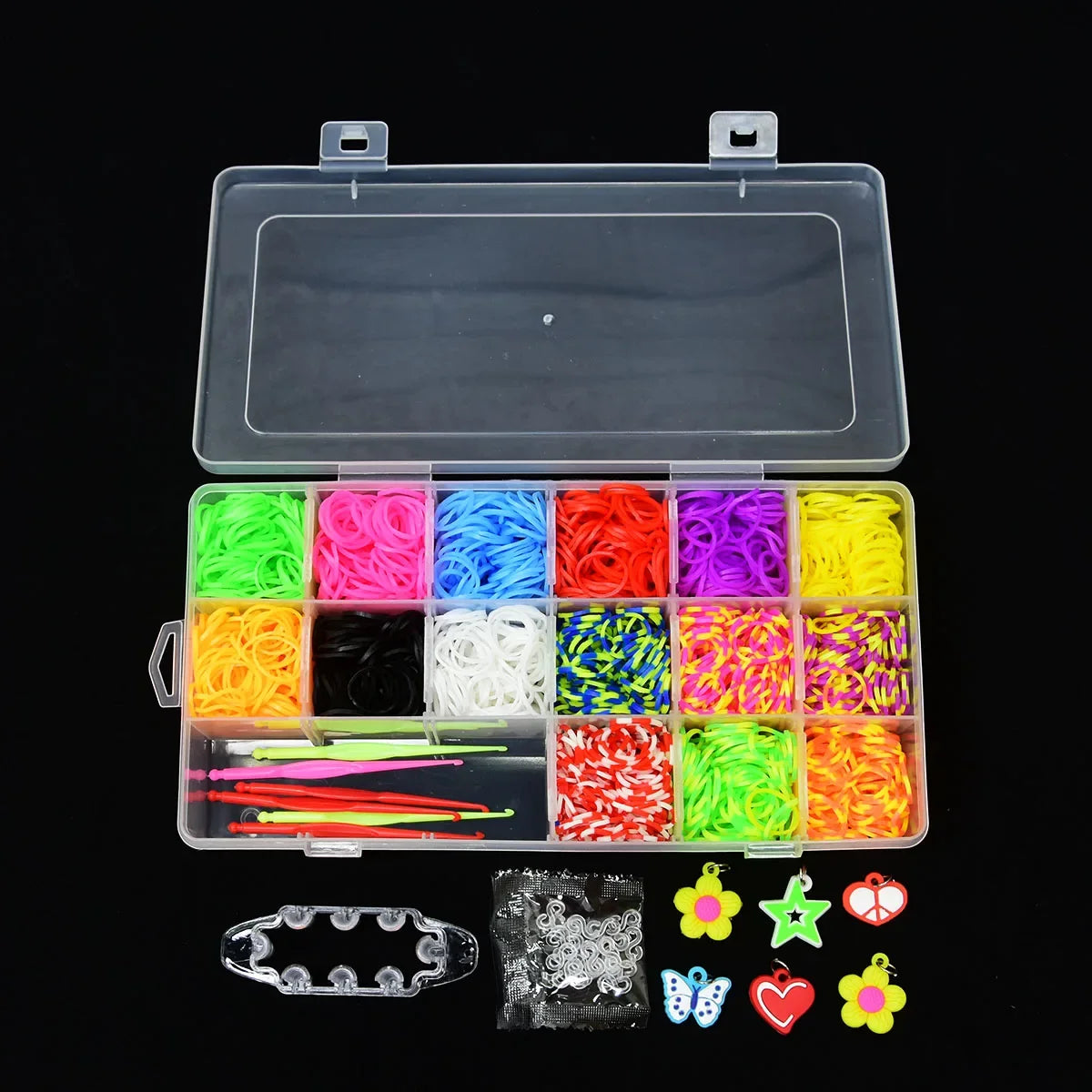 600 1500 Farbiges Gummiband Armbandherstellungsset DIY Kinder Strickset