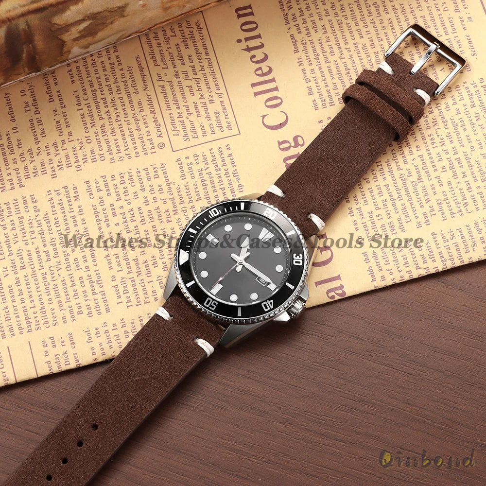 Wildleder Vintage Uhrenarmband in Blau mit Schnellverschluss