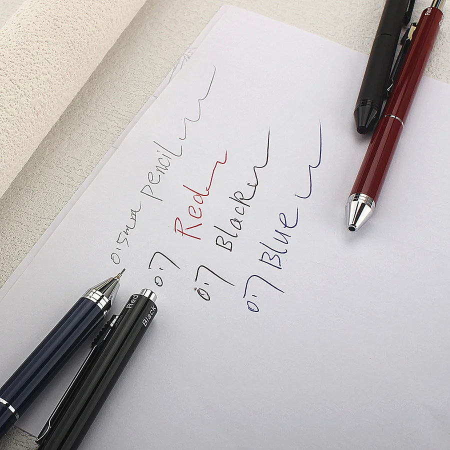 4-in-1 Multifunktions-Luxusstift Metall 3-farbiger Kugelschreiber Druckbleistift