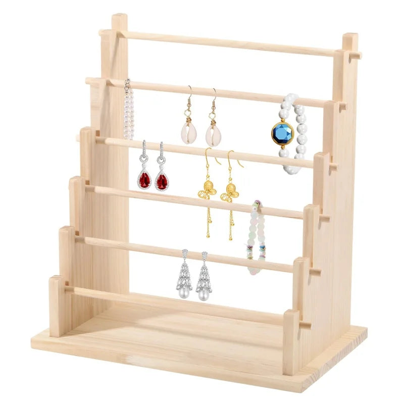 Abnehmbarer Schmuckhalter aus Holz mit 2 bis 6 Etagen