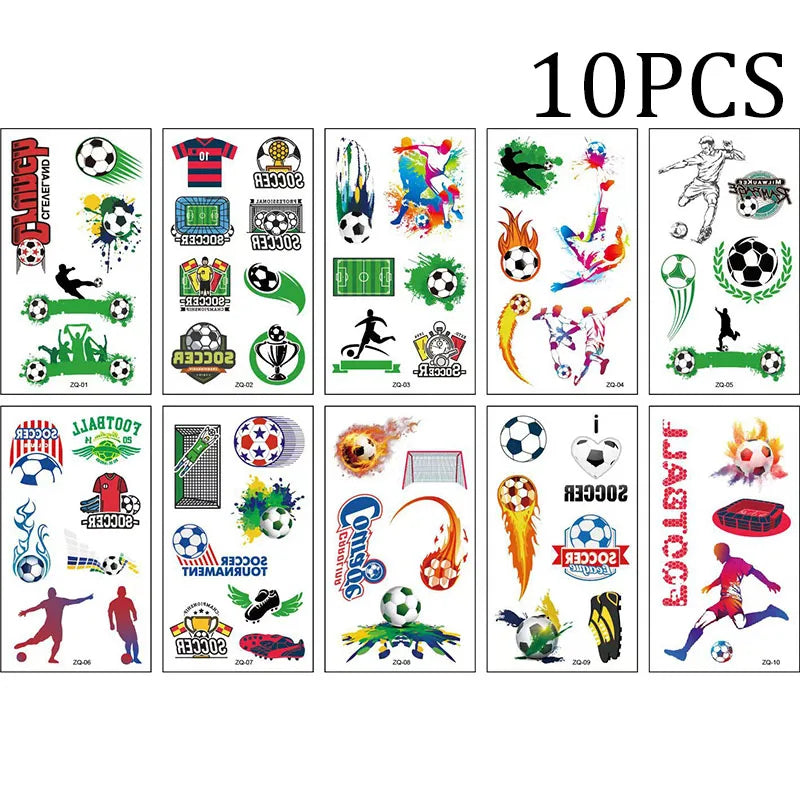 Temporäre Fußball Tattoos Set mit 10 wasserdichten Aufklebern