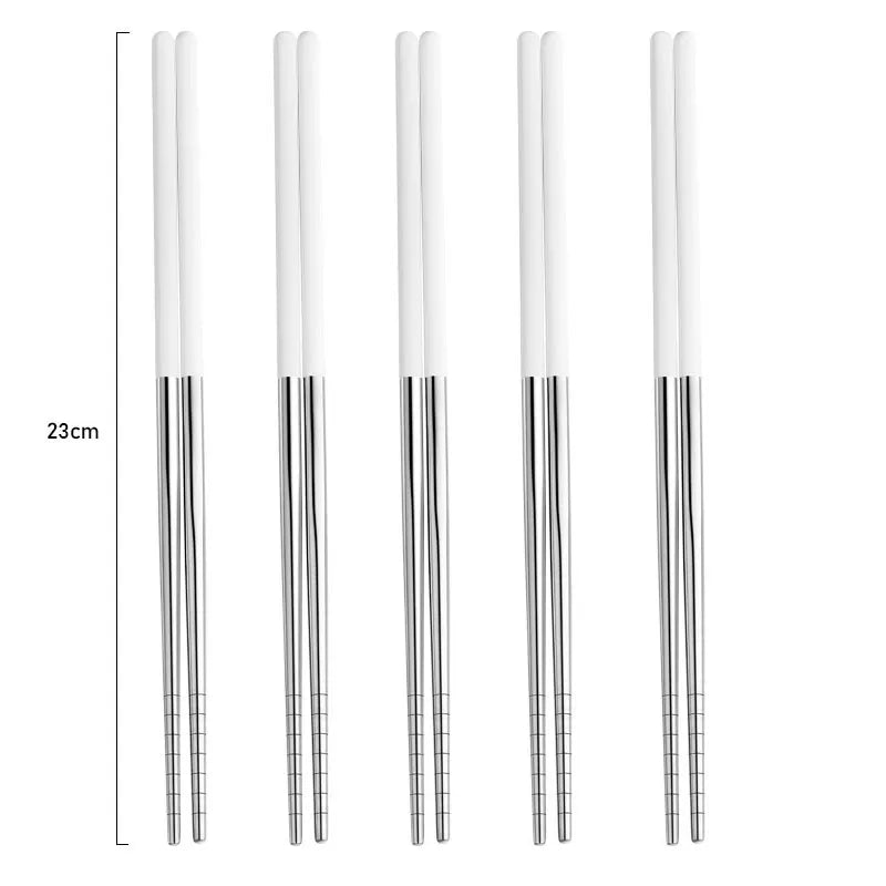 5 Paar 304 Edelstahl Essstäbchen – Wiederverwendbar, rutschfest, spülmaschinenfest