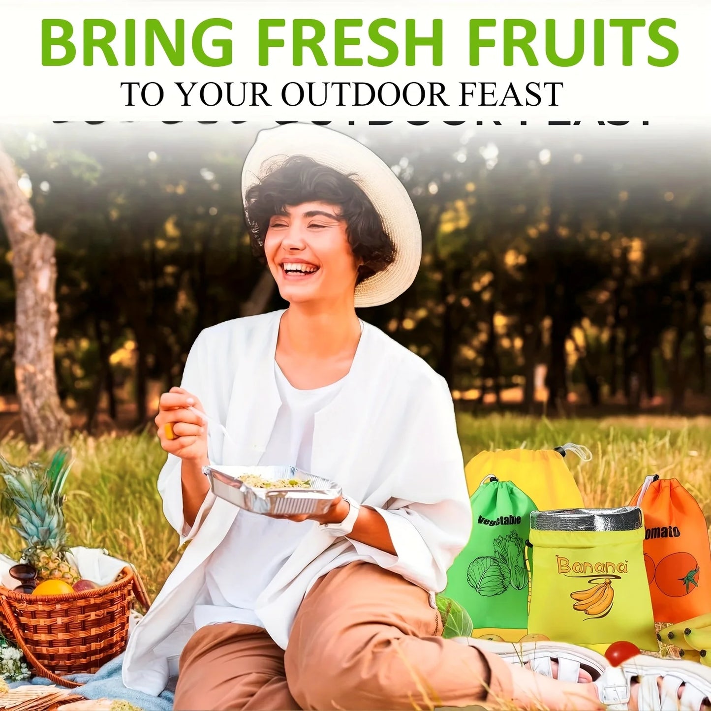 3er Set wiederverwendbare Premium Aufbewahrungstaschen für Obst Gemüse