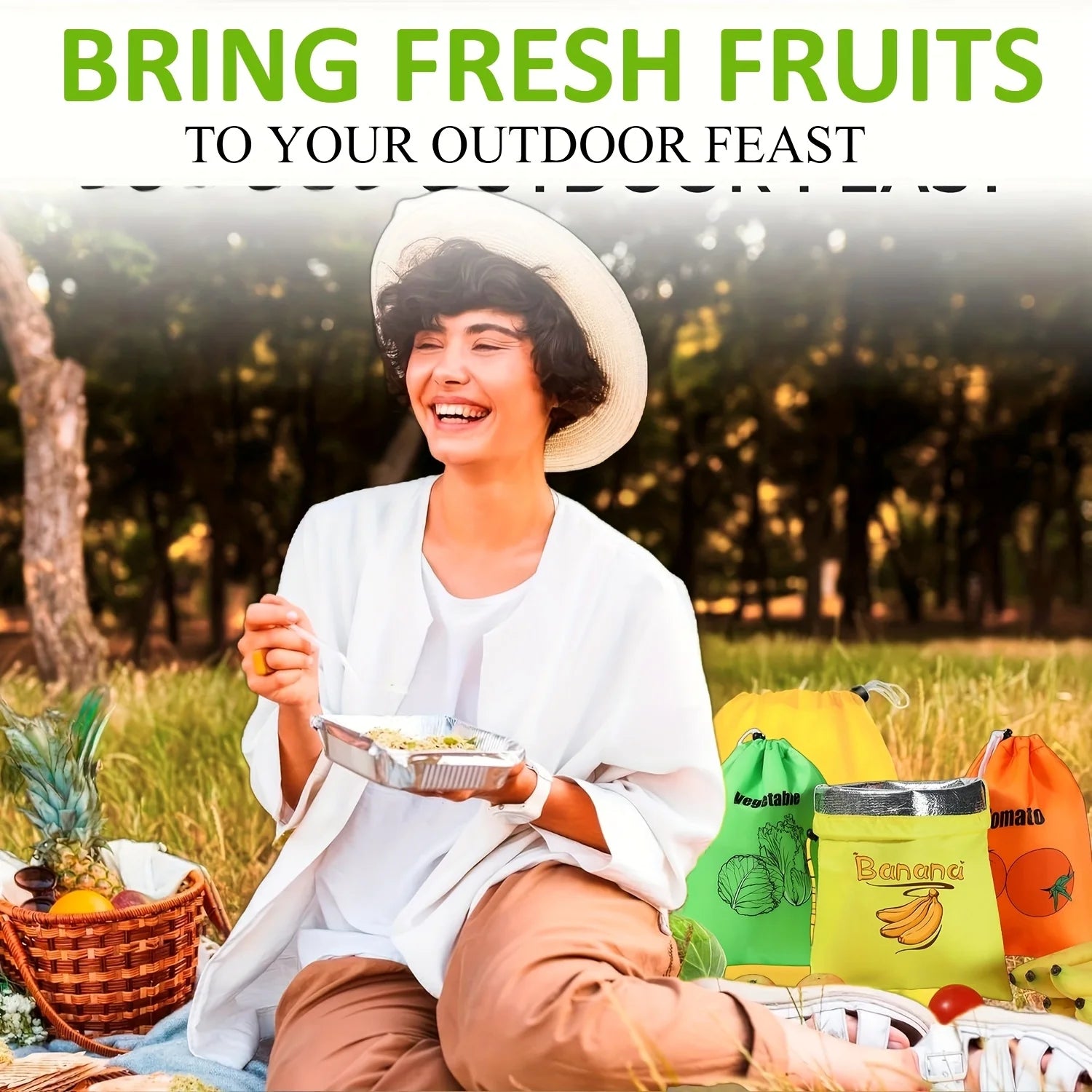 3er Set wiederverwendbare Premium Aufbewahrungstaschen für Obst Gemüse