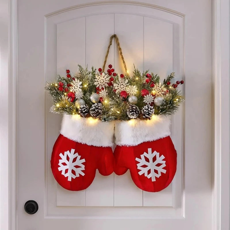 Weihnachtsgirlande als Handschuh Blumenkranz für Tür und Fenster