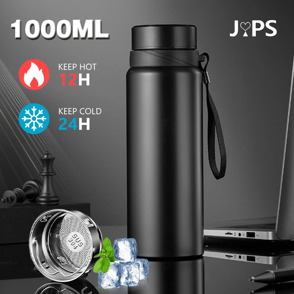 Langanhaltend heiß - kalt: 1L Edelstahl-Thermosflasche BPA-frei für Outdoor - Büro