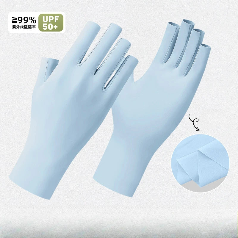 Damen elastische Anti-UV Halbfinger Handschuhe Sommer Radfahren Fäustlinge